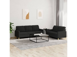 Vidaxl 2 Pcs Conjunto De Sofás Com Almofadões Tecido Preto