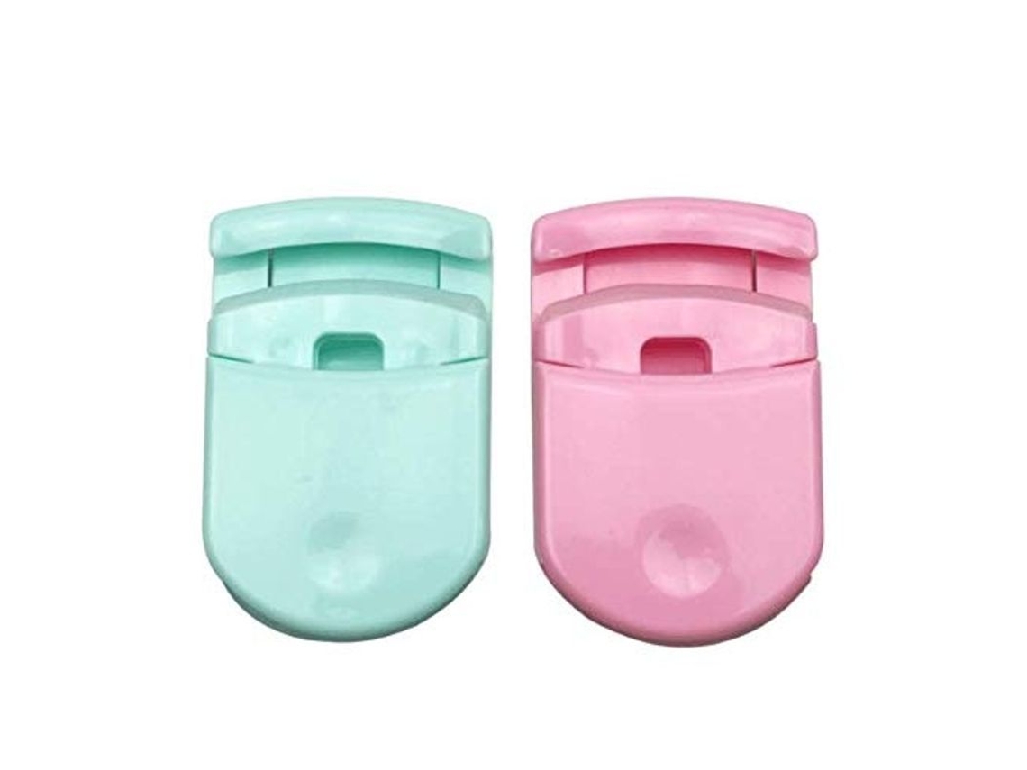 2 Unhas de Cílios Mini Portáteis em Plástico Curvador de Cílios Beleza (rosa e Azul)