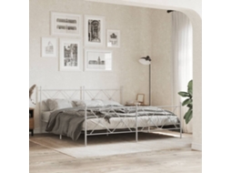 Estrutura De Cama Com Cabeceira E Pés 180x200 Cm Metal Branco