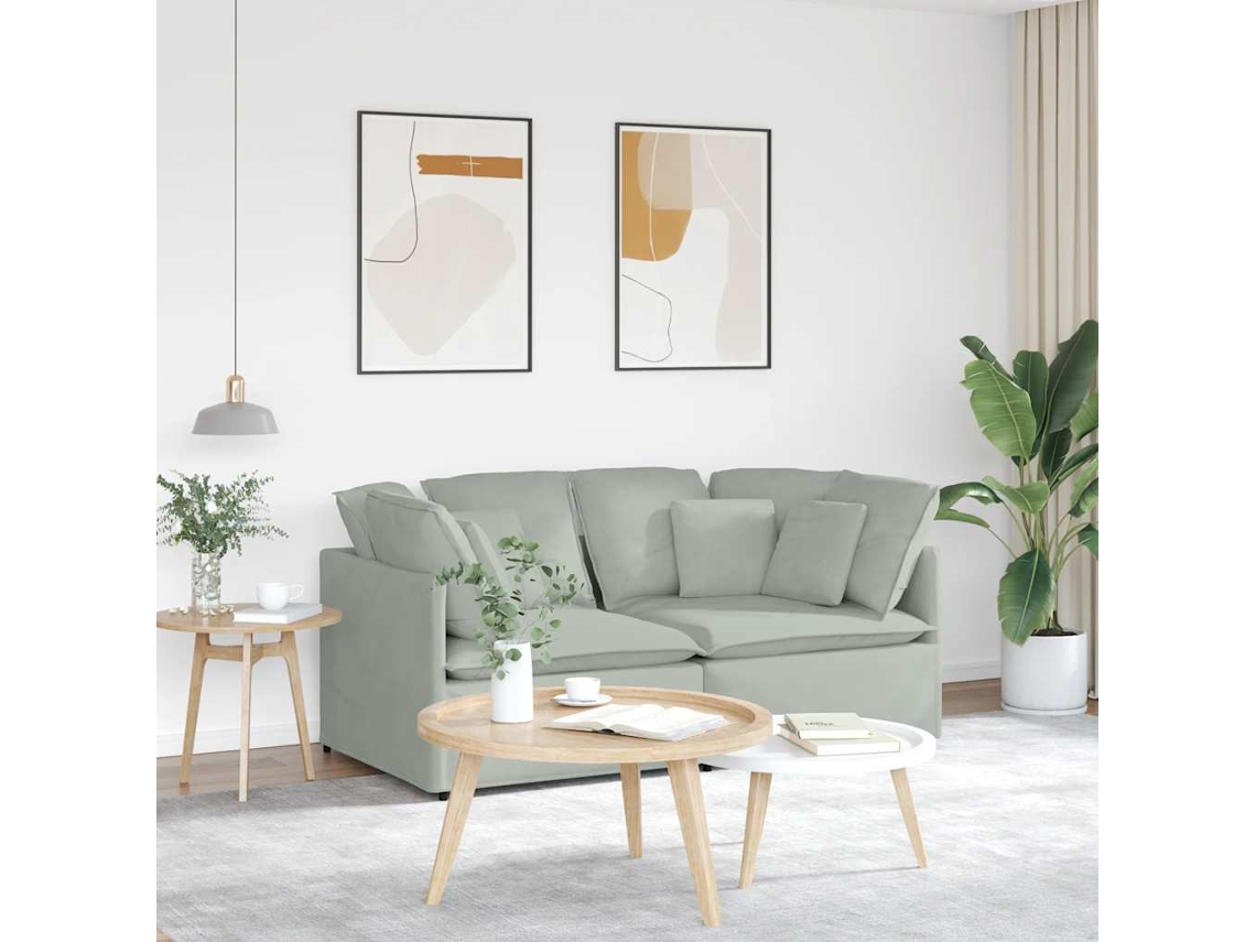Vidaxl Sofá Modular Com Almofadas Veludo Cinzento-claro