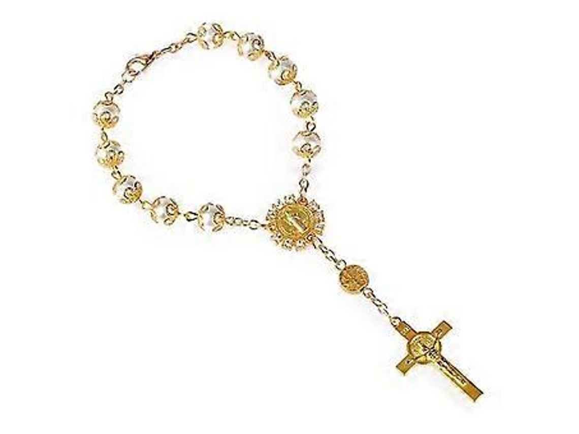 Pulseira De Liga Católica Com Contas De Rosário A Decade Para Mulheres E Homens, Dourada Slowmoose (dourada)