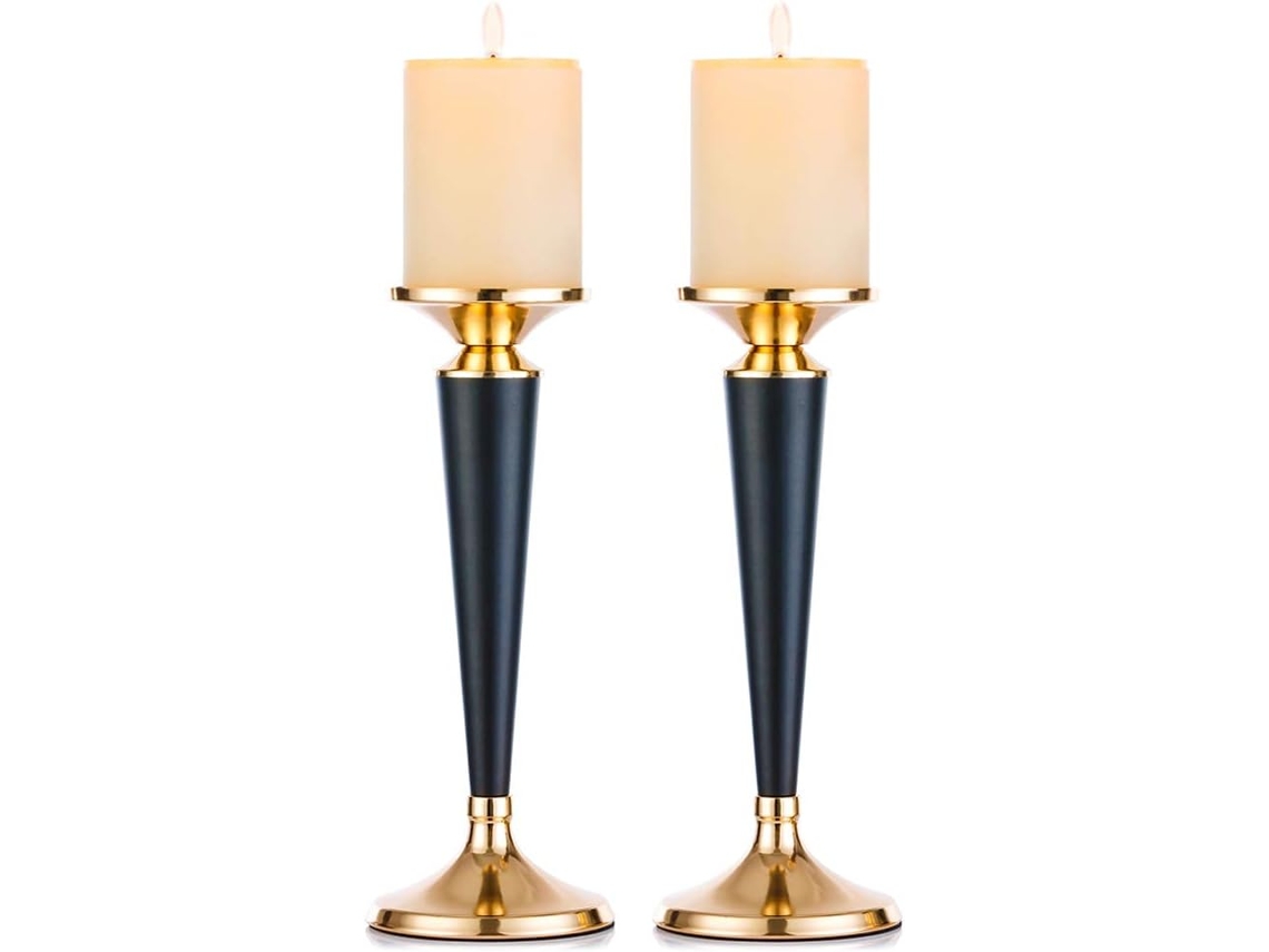 Porta Velas Para Festas E Decoração De Casamento Design Moderno E Simples, Base De Veludo Para Proteção, Adequado Para Velas Grandes (2 Peças)