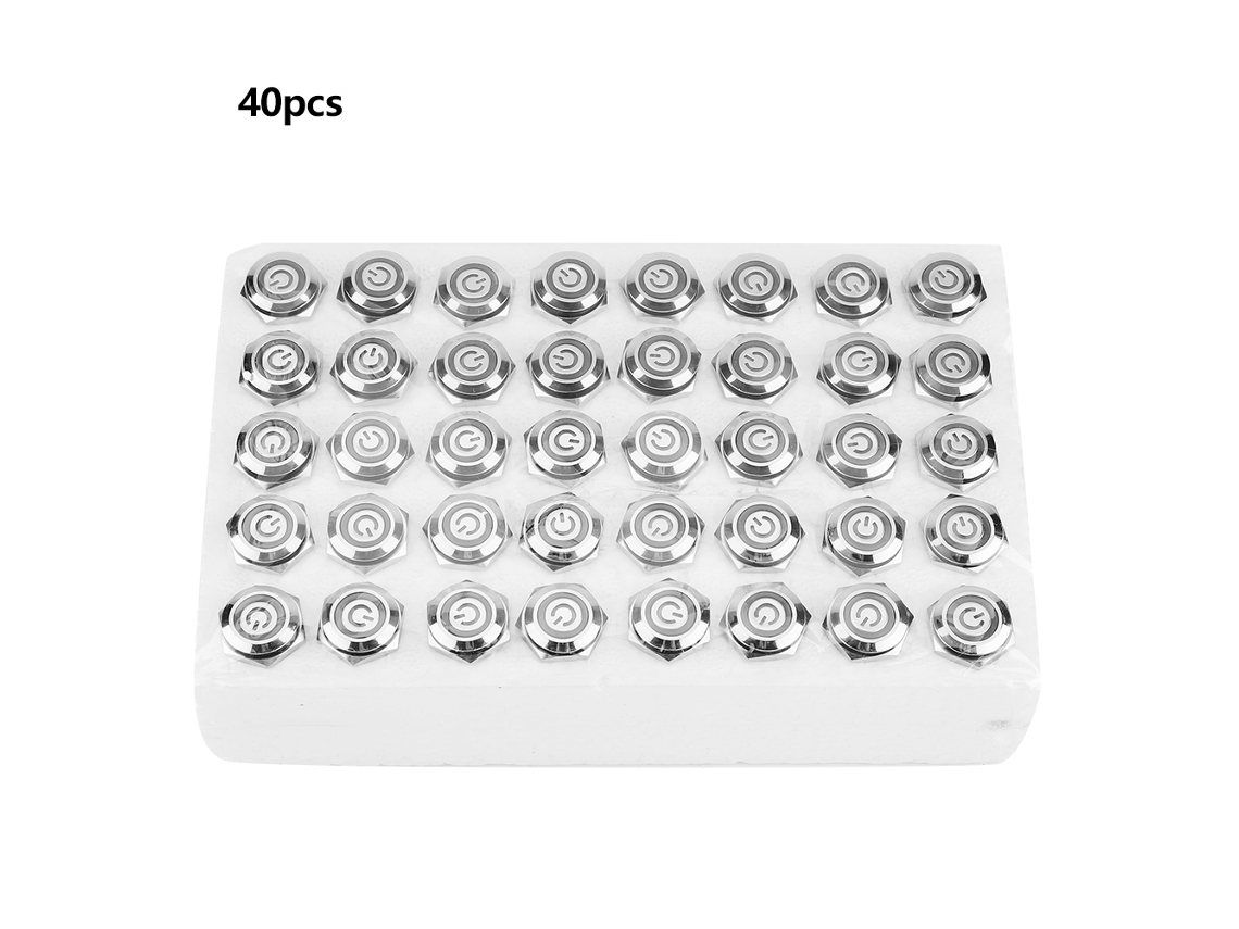 Interruptor Botão Pulsador Metálico 16mm 40pcs 24v Led Verde Sunflare