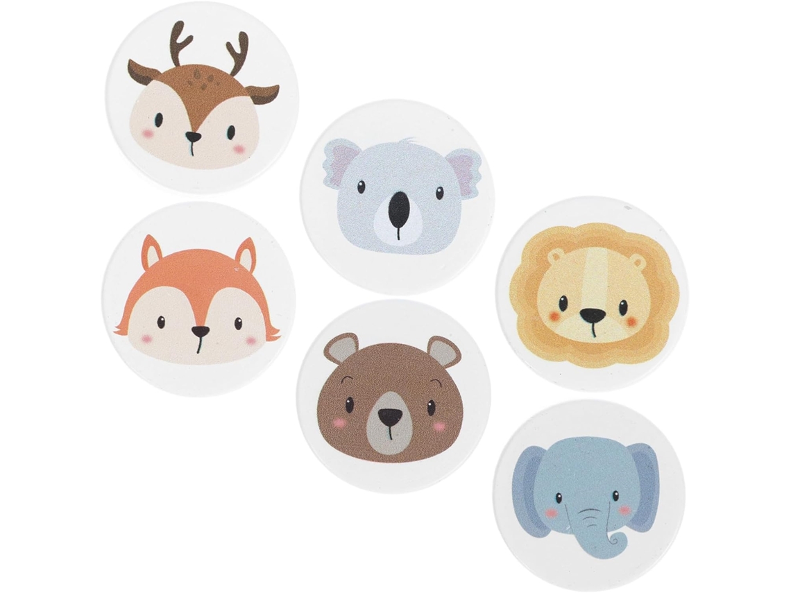 Puxadores De Madeira Em Formato Animais Osaladi, Decorativos, Brancos, Para Cômoda, Conjunto De 6 Peças Com Parafusos