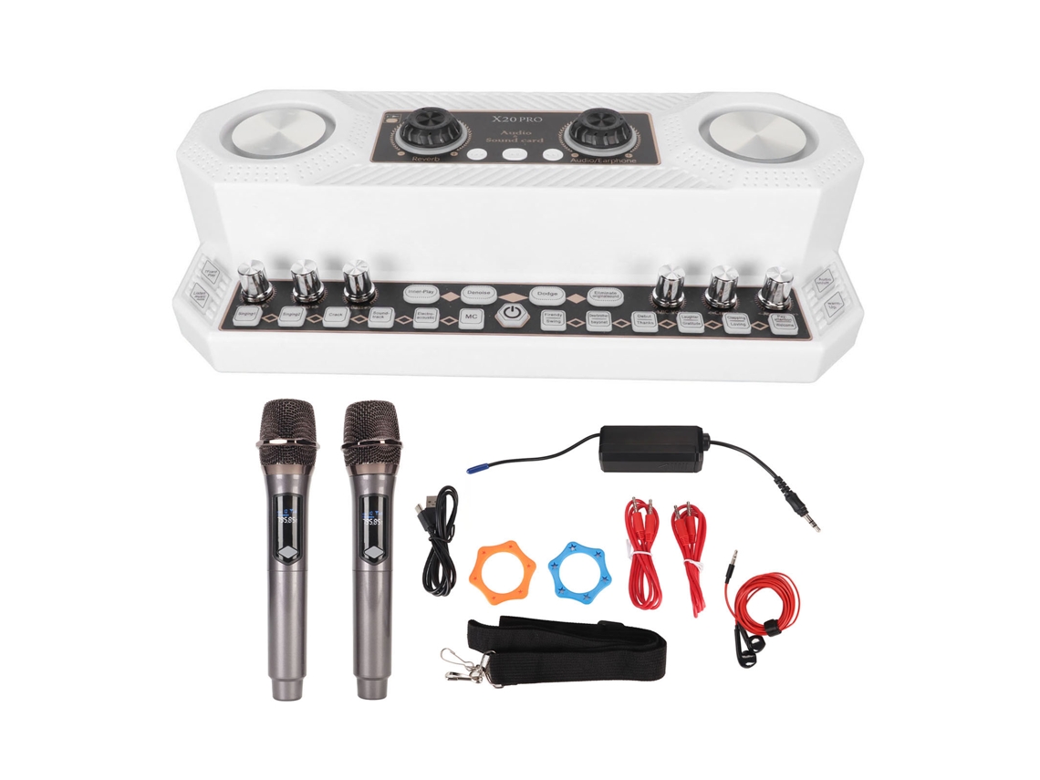 Kit De Podcast Com 2 Microfones Placa De Som E Luz Rgb