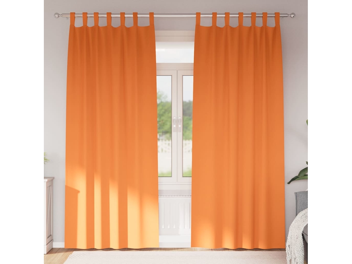 Vidaxl Cortinas Blackout Com Argolas 2 Unid. Laranja Brilhante