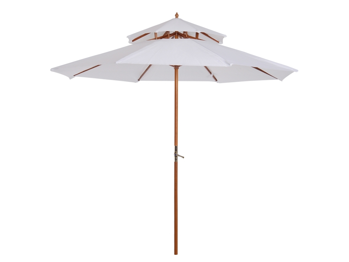 GUARDA SOL DE MADEIRA SINI TECH STORE creme, dupla cobertura, 300cm