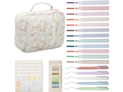 Capa Para Bíblia Feminina, Bolsa Com 5 Canetas Em Gel, 12 Marcadores