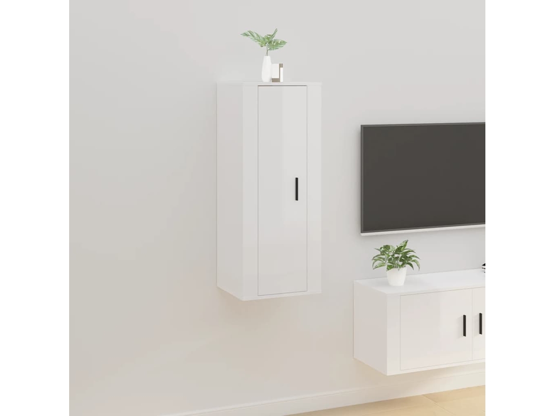 Vidaxl Móvel De Tv De Parede 40x34,5x100 Cm Branco Brilhante