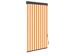 Vidaxl Estore De Rolo Para Exterior 100x250 Cm Branco E Laranja