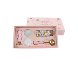 Kit de Sellos de Cera Retro Con Mango Desmontable Patrón de Lirios para Sobres Invitaciones Rosa