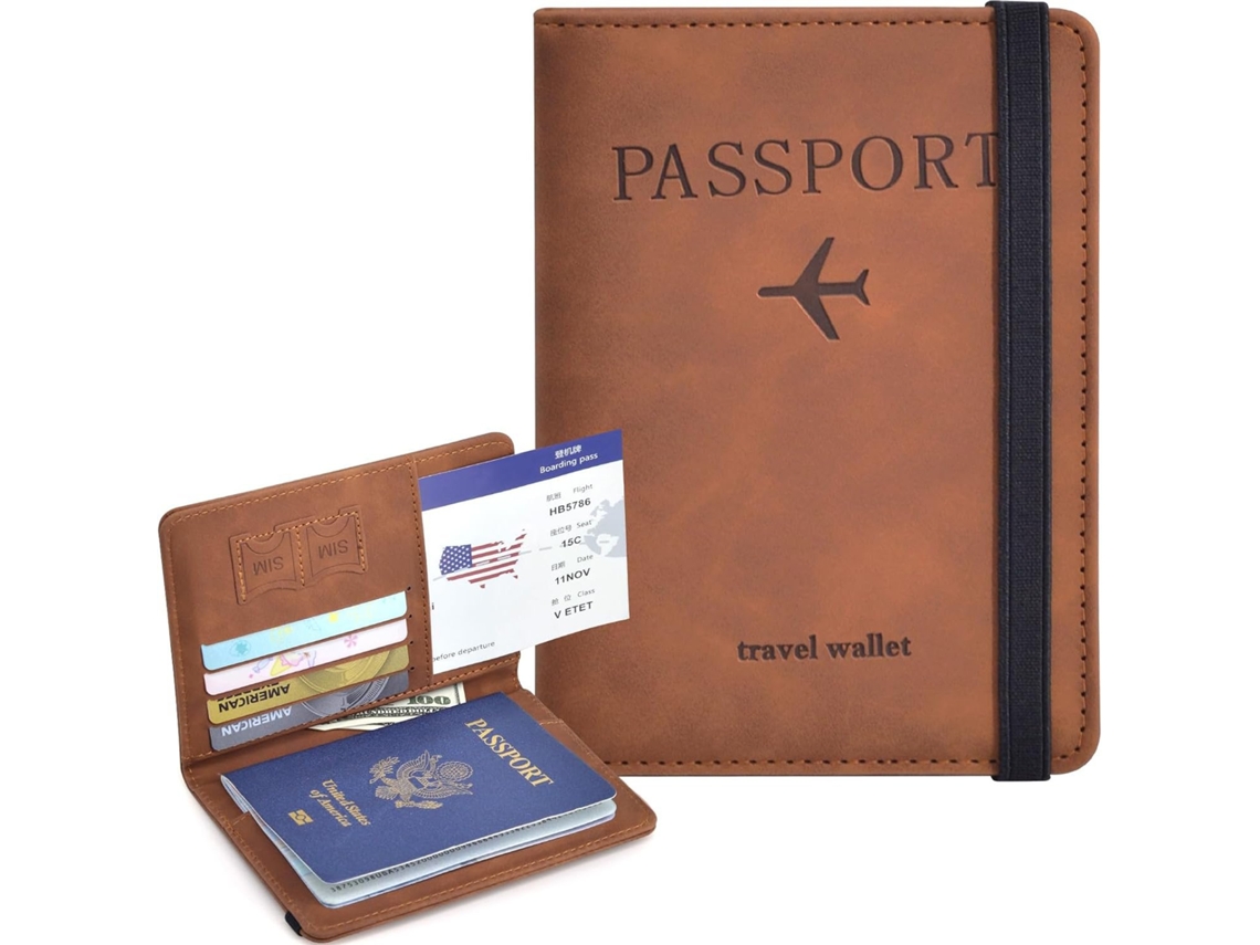 Porta-passaporte Rfid Combina Design Clássico Com Funcionalidade Inteligente. Marrom