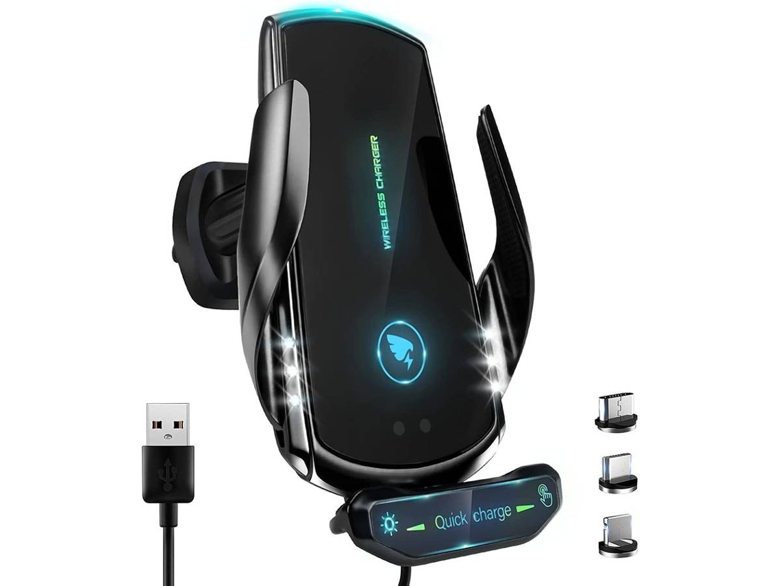 Carregador Sem Carro Todos Smartphones Carregamento Rápido Auto Fixação YIZHOOD Preto