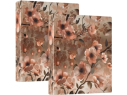 Pasta Escolar Marrom Com Estampa Floral Vintage De 1, 5 Polegadas, Com Bolsos, Pacote Com 1 2 Unidades, Pasta