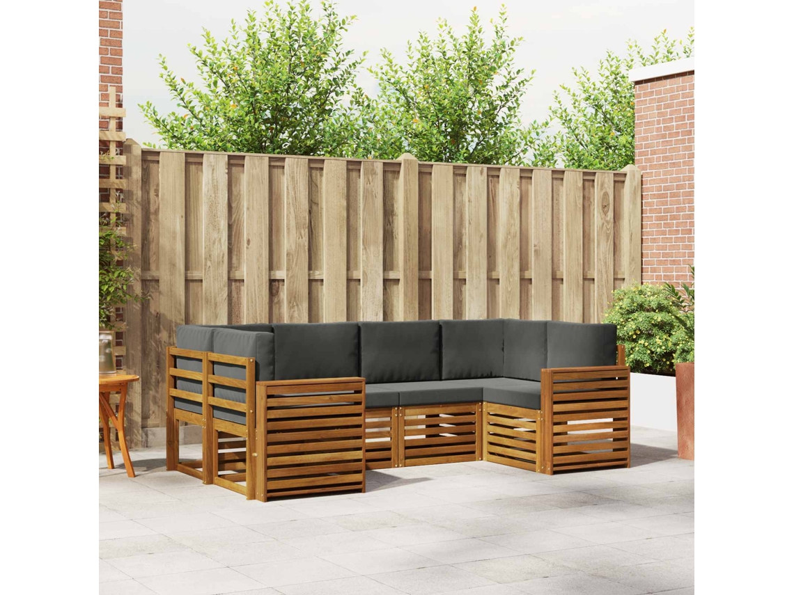 Vidaxl Conjunto De Sofás Para Exterior 6 Unid. Natural E Antracite