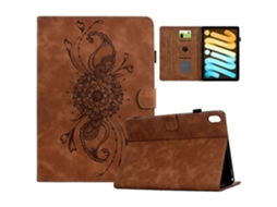 Capa de couro com estampa de mandala e compartimentos para cartões Hengrongshen iPad Mini (2021), marrom (2024)