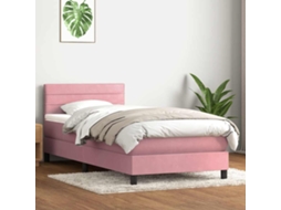 Vidaxl Cama Com Molas/colchão Rosa 90x210 Cm Veludo
