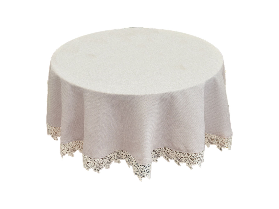 Toalha de Mesa Redonda de Renda Vintage Mesa de Chá de Pano Capa de Mesa de Chá Rosa