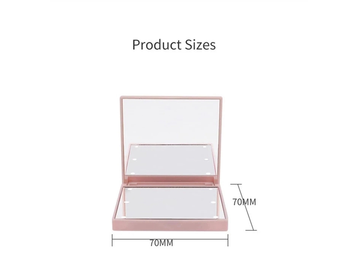 Espejo De Maquillaje Mini Led Plegable Portátil De Doble Cara Con 6 Luces Led Y Superficie Clara