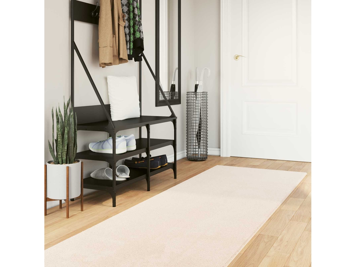 Vidaxl Tapete De Pile Médio, Macio E Lavável Huarte Bege 80 X 300 Cm