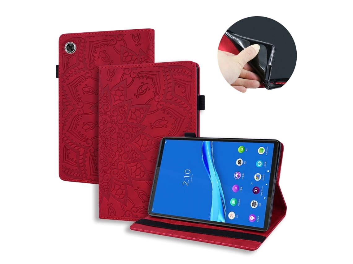 Capa De Couro Relevo Textura Panturrilha Dupla‑dobra Halinuia, Suporte, Ranhuras Cartão, Ranhura Caneta E Elástico Para Lenovo M10 Plus 10.3