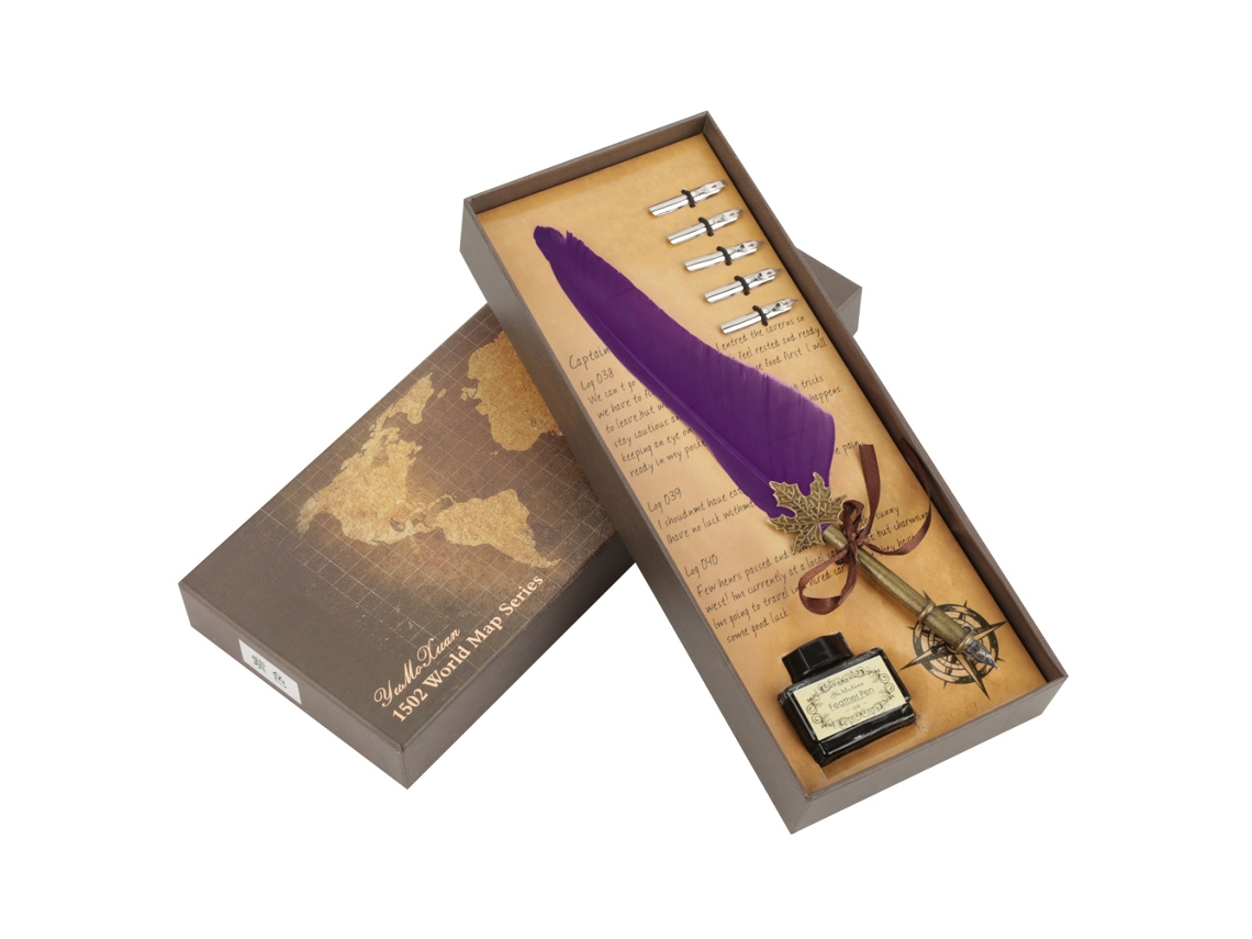 Caneta Vintage Europeia Pluma Caligrafia Presente Roxa
