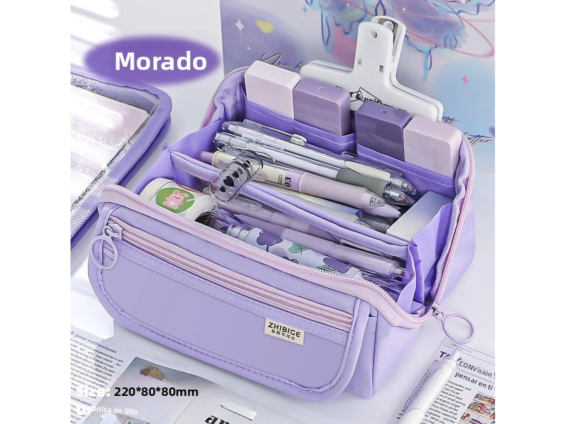 Estojo Prismático de Grande Capacidade, Design Multifuncional, Tecido de Alta Qualidade. MDUG (roxo)