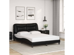 Vidaxl Estrutura De Cama Sem Colchão Hvar 140x190 Cm Couro Artificial Preto