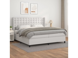 Vidaxl Cama Com Molas/colchão 200x200 Cm Couro Artificial Branco