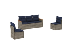 Conjunto de Sofá de Jardim, 5 Peças, Almofadas, Rattan Cinza MAISON EXCLUSIVE