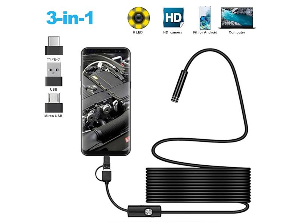 Câmera De Inspeção Usb Para Computador Samsung Android Windows Macbook Hk Aquaforge