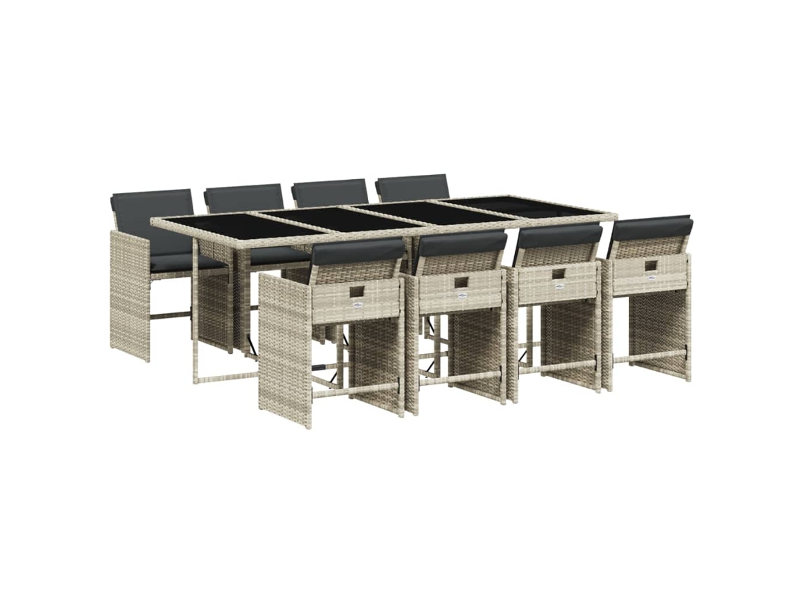 Conjunto de 9 Jantar para Jardim com Almofadões Cinzento Claro MAISON EXCLUSIVE