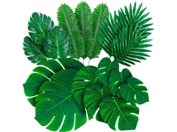 Folhas De Palmeira Artificiais Tropicais Monstera, 84 Peças, 6 Tipos Diferentes De Folhas Palmeira Artificiais Verdes, Grandes E Pequenas, Com Hastes
