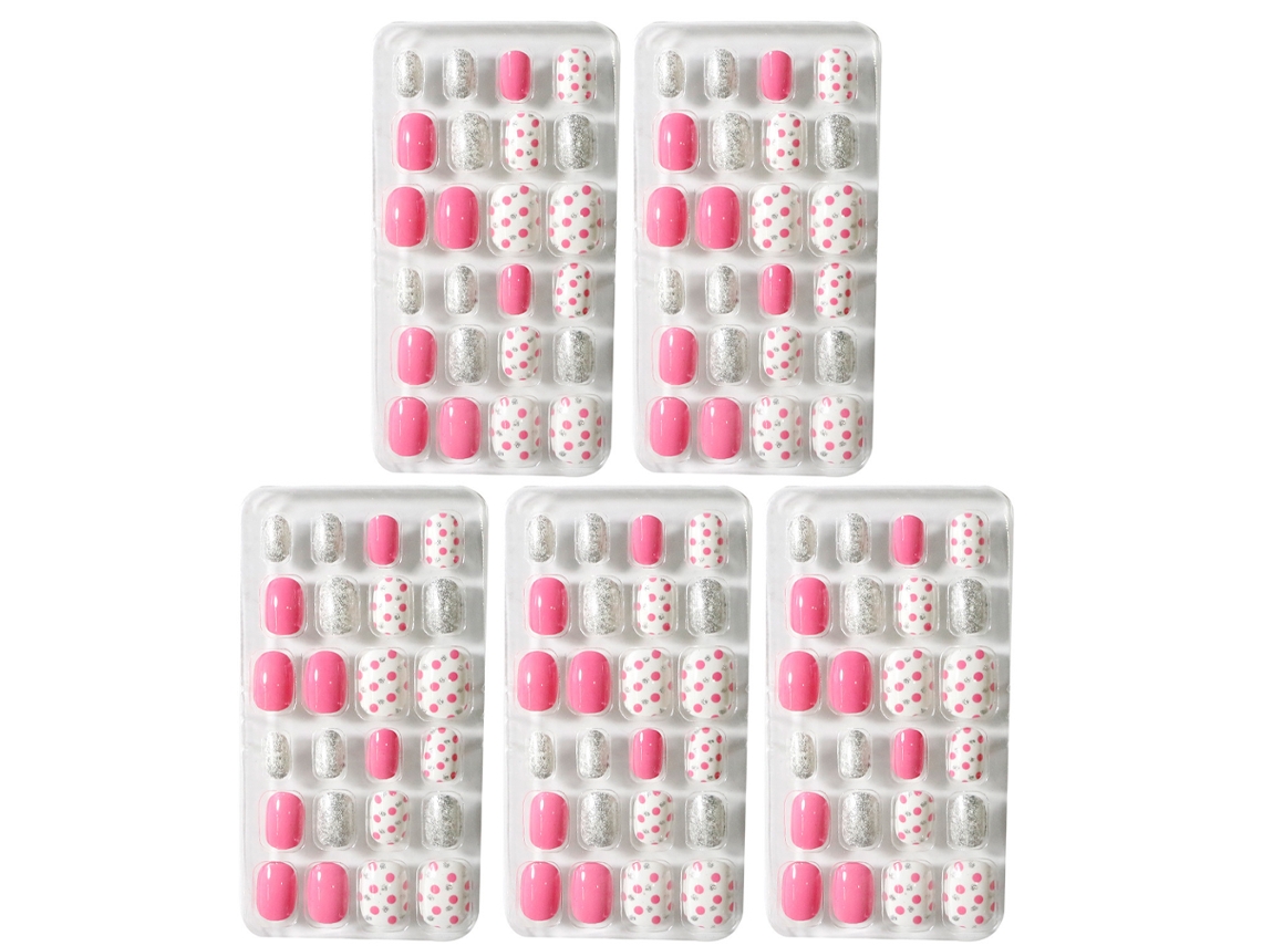 Unhas Infantis Encantadoras, Material Abs De Alta Qualidade, Pré Cola, Cobertura Total, Kits De Unhas Postiças Curtas, Seguras Para Unhas E Couro, Adeq