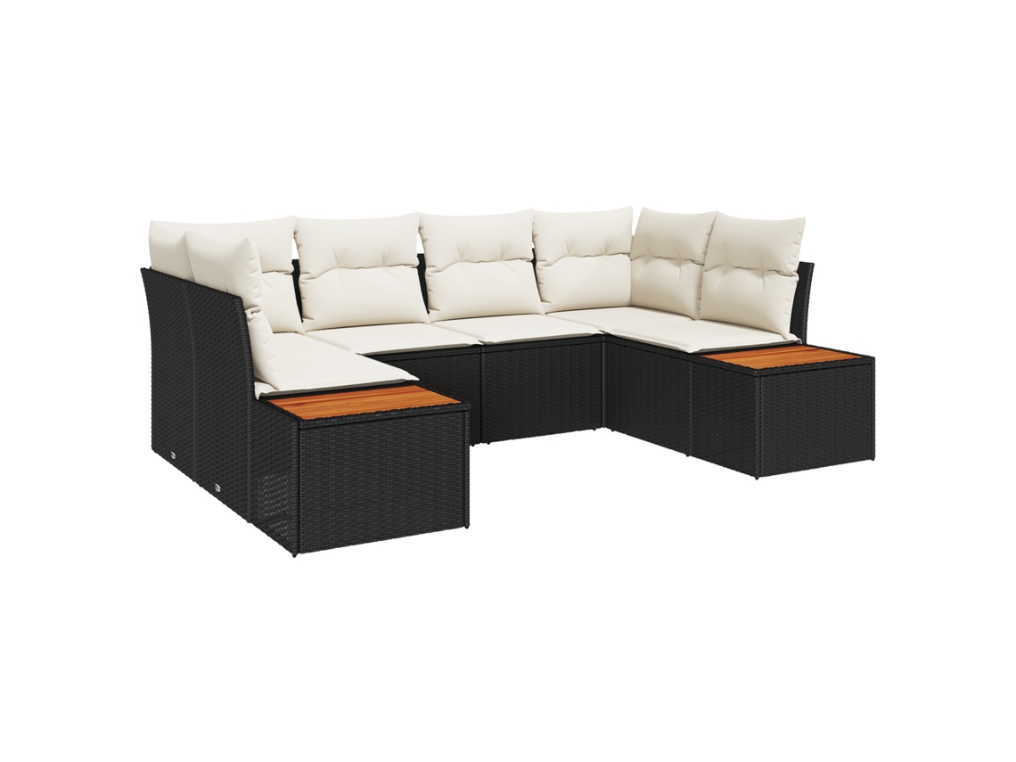 Conjunto 6 Conjunto De Sofás Para Exterior Vidaxl Preto Vime Pe (234 X 154 X 69 Cm)