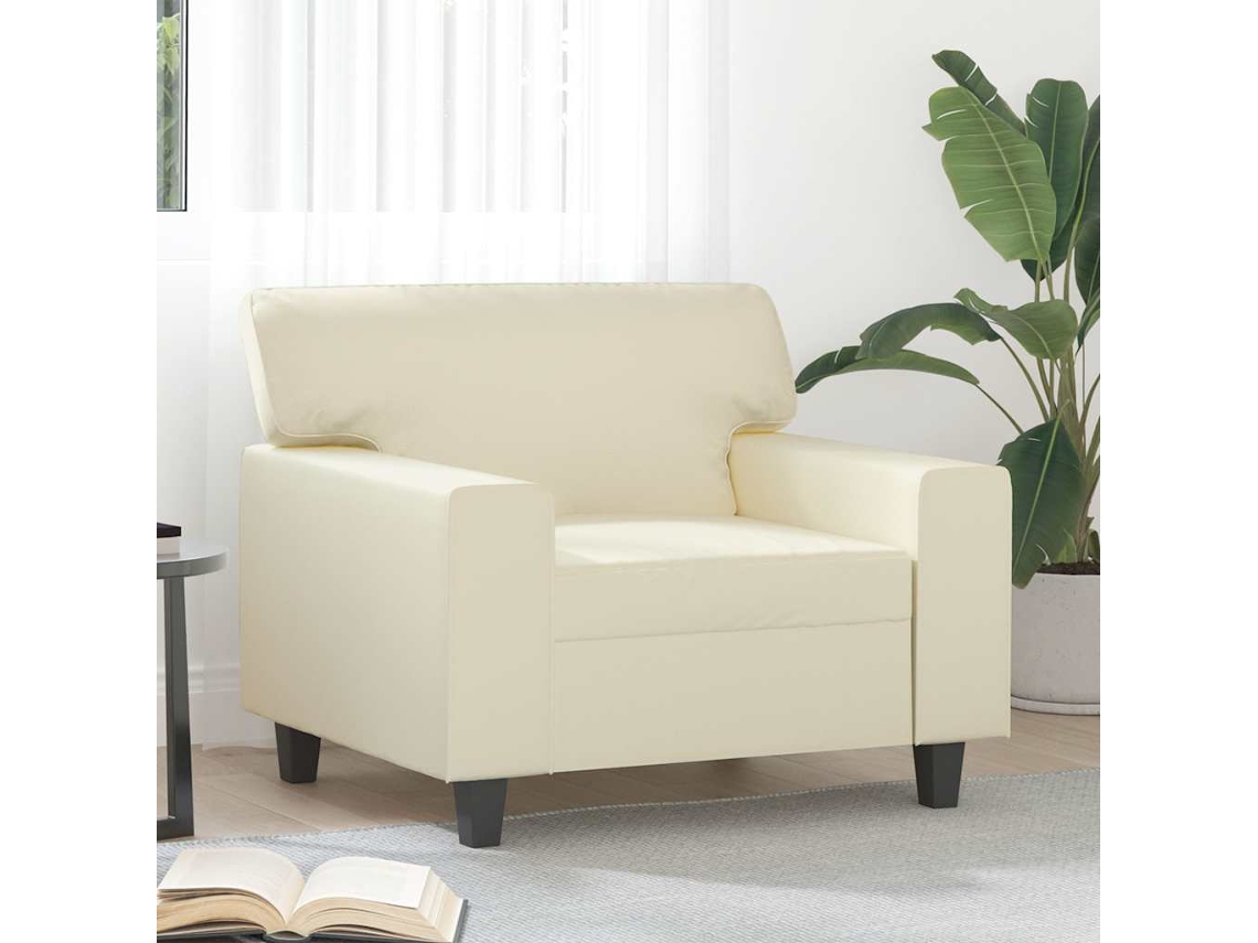 Vidaxl Poltrona 60 Cm Couro Artificial Creme