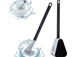 Escova Sanitária de Silicone para Golfe, de Parede com Cabo Longo, com Cabeça e Suporte, Preta