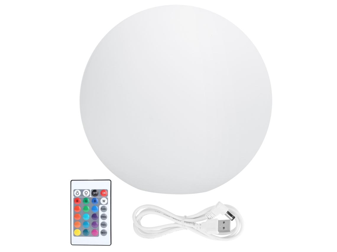 2026 luz Noturna Led de 16 Cores com Controle Remoto Carregável Usb Impermeável Esférica (20cm)