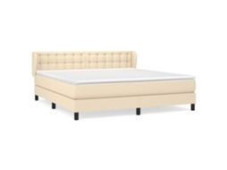 Cama com Molas/colchão 160x200 Cm Tecido Cor Creme MAISON EXCLUSIVE