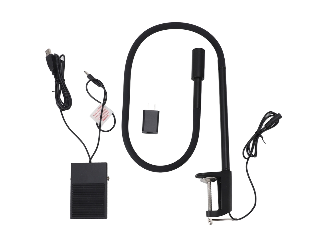 Lâmpada Uv Led de Mesa com Pescoço de Ganso, Clip e Controle por Pedal para Cura de Cola, Unhas e Cílios | S/MARCA