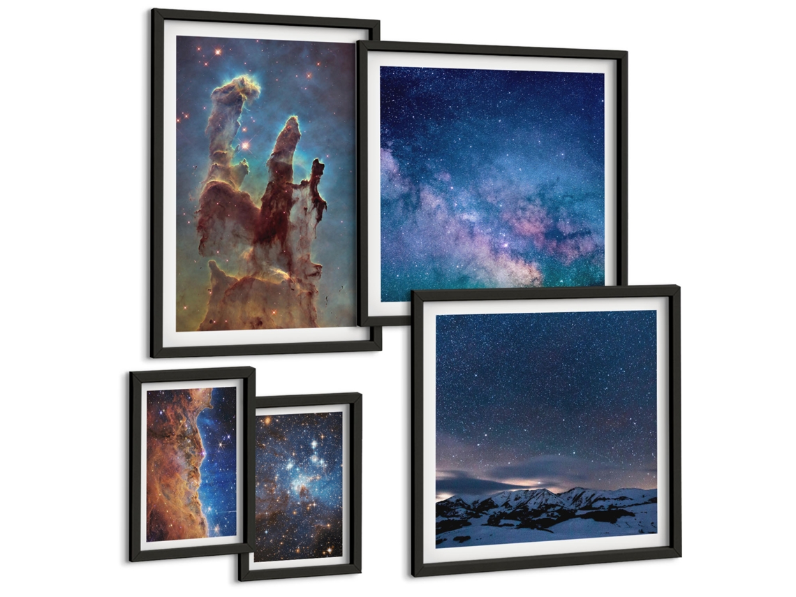 Conjunto De Pinturas Paisagens Espaciais De Galáxias Espelharte (5 Peças)