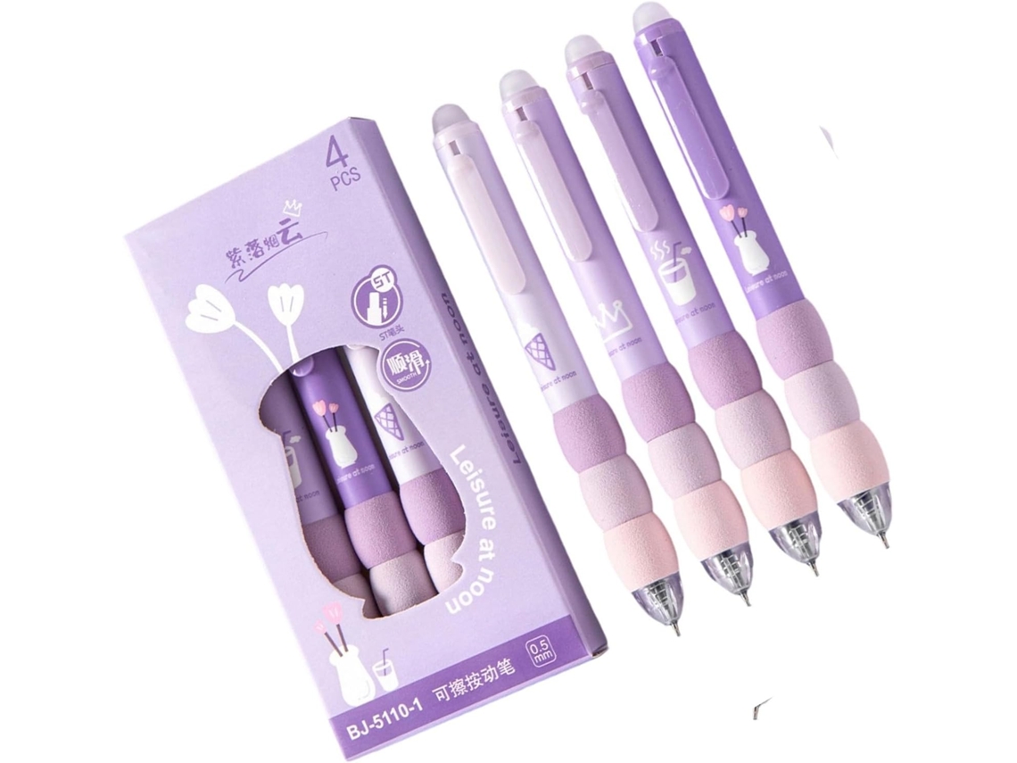Conjunto De 4 Canetas Retráteis E Apagáveis Com Empunhadura