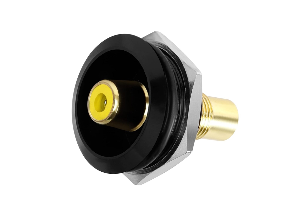 Adaptador redondo rosqueado RCA banhado a ouro para montagem embutida, conector AV RCA fêmea para fêmea para montagem em painel, para áudio, vídeo, etc.
