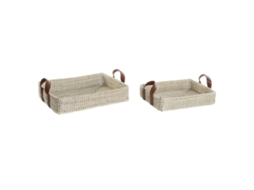 Bandejas - Dkd Home Decor - Conjunto De 2 - Natural - Castanho Claro - 32 X 41 X 9 Cm