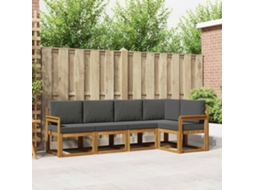 Vidaxl Conjunto De Sofás Para Exterior 5 Pcs Natural E Antracite