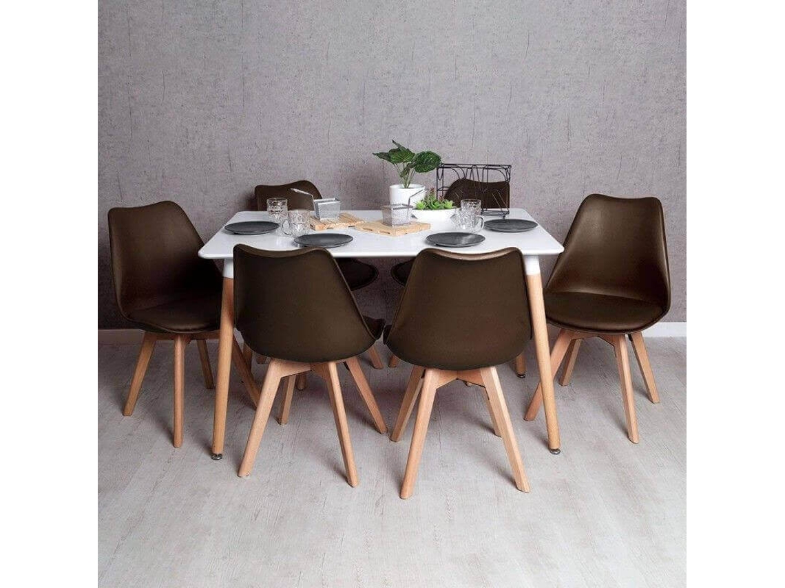 Conjunto de Mesa Retangular PRESENTES MIGUEL (120 x 80 cm - Castanho)