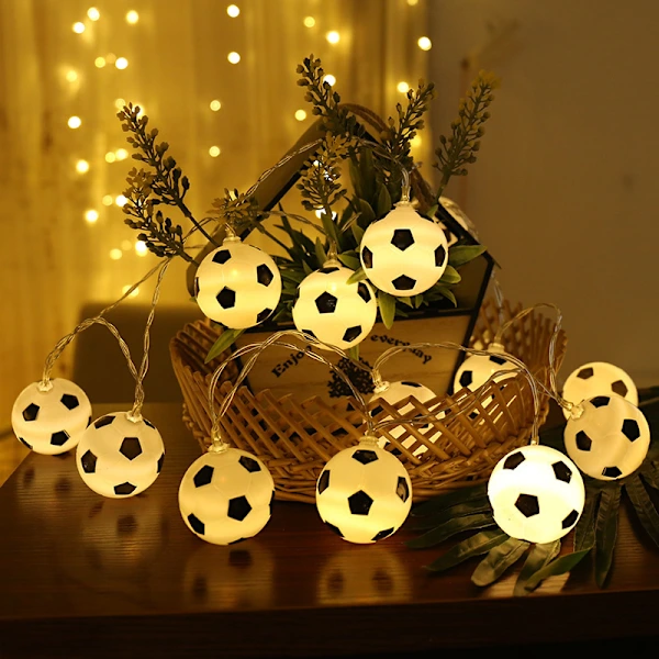 Luzes De Natal Em Formato Bola Futebol, Com 40 Leds, 600 Cm, Branco Quente, Alimentadas Por Bateria, À Prova D'água, Ideais Para Decoração De Festas