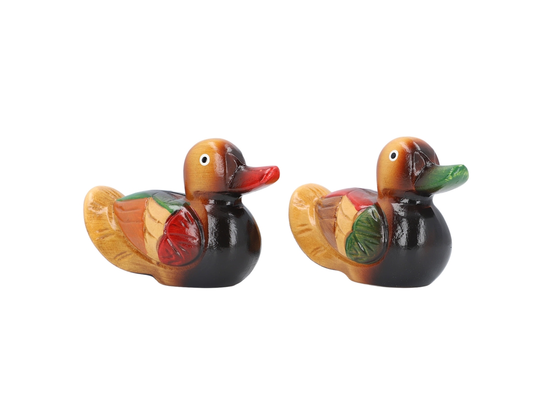 Pato Mandarim de Madeira Decorativo S/MARCA