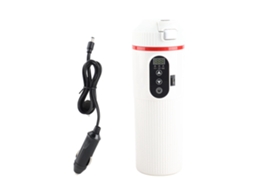 Laxiscreed Copo Elétrico Para Carro 500ml, Aquecedor Térmico Com Listras Verticais Branco