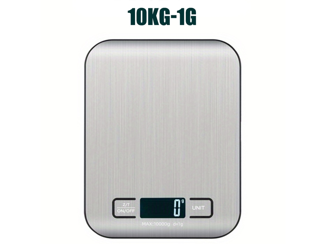 Balança Eletrônica Digital Lcd de 10kg, Balança de Cozinha Doméstica, Precisão de 1 Grama MDUG (prateado)
